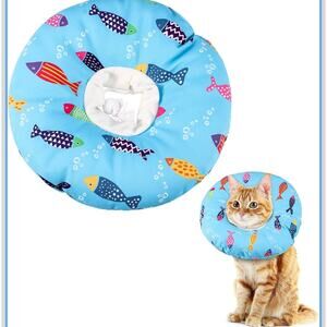 Blue Cat Donut Recovery Collar Adjustable Small Dogs Fish Comfortable Sz Small